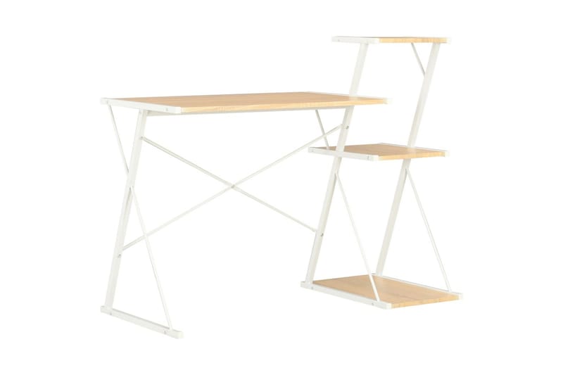Skrivbord med hylla vit och ek 116x50x93 cm - Vit - Möbler - Hemmakontor - Skrivbord