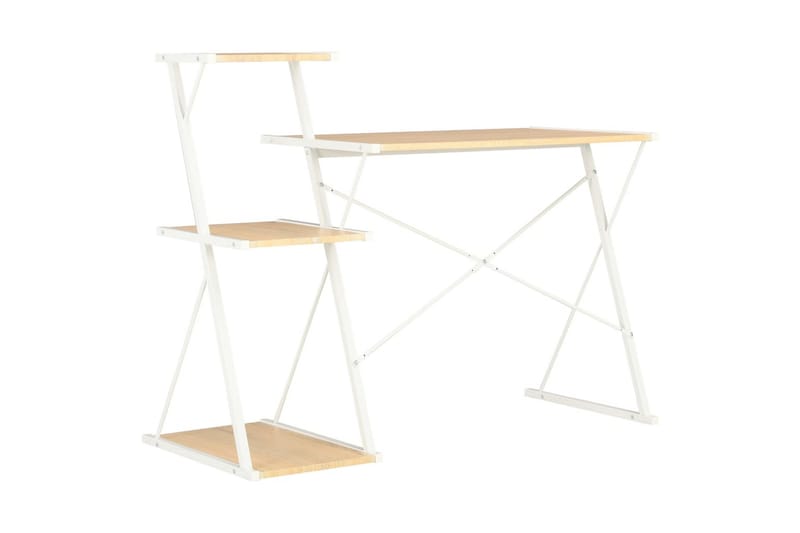 Skrivbord med hylla vit och ek 116x50x93 cm - Vit - Möbler - Hemmakontor - Skrivbord