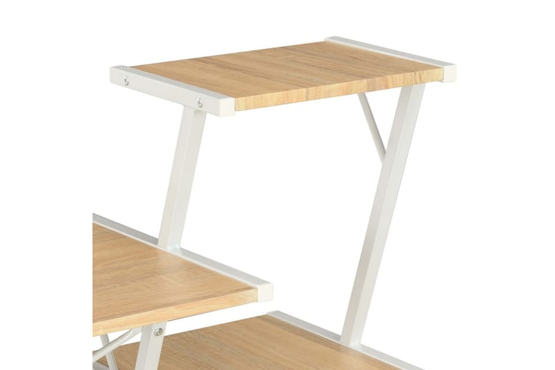 Skrivbord med hylla vit och ek 116x50x93 cm - Vit - Skrivbord - Bord