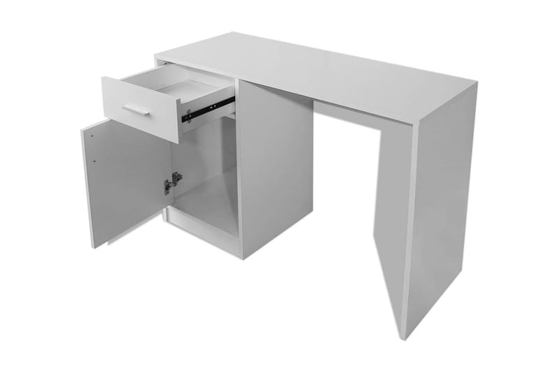 Skrivbord med låda och skåp vit 100x40x73 cm - Vit - Skrivbord - Bord