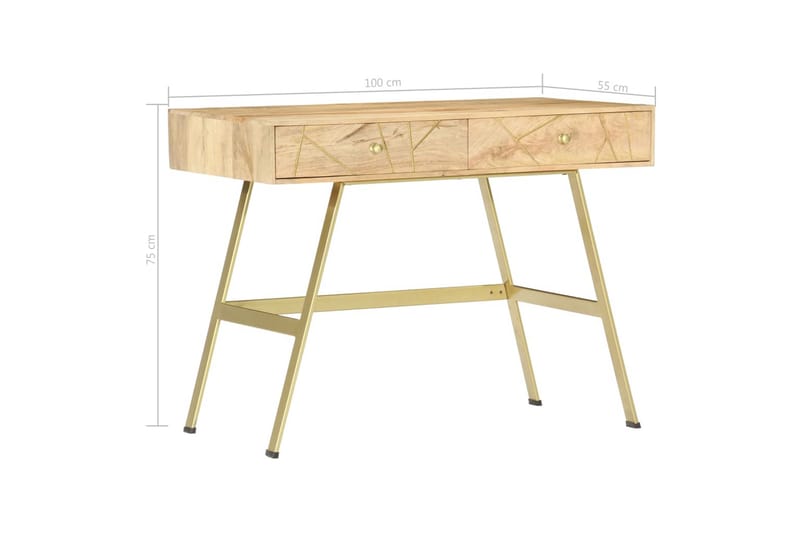 Skrivbord med lådor 100x55x75 cm massivt mangoträ - Brun - Möbler - Hemmakontor - Skrivbord