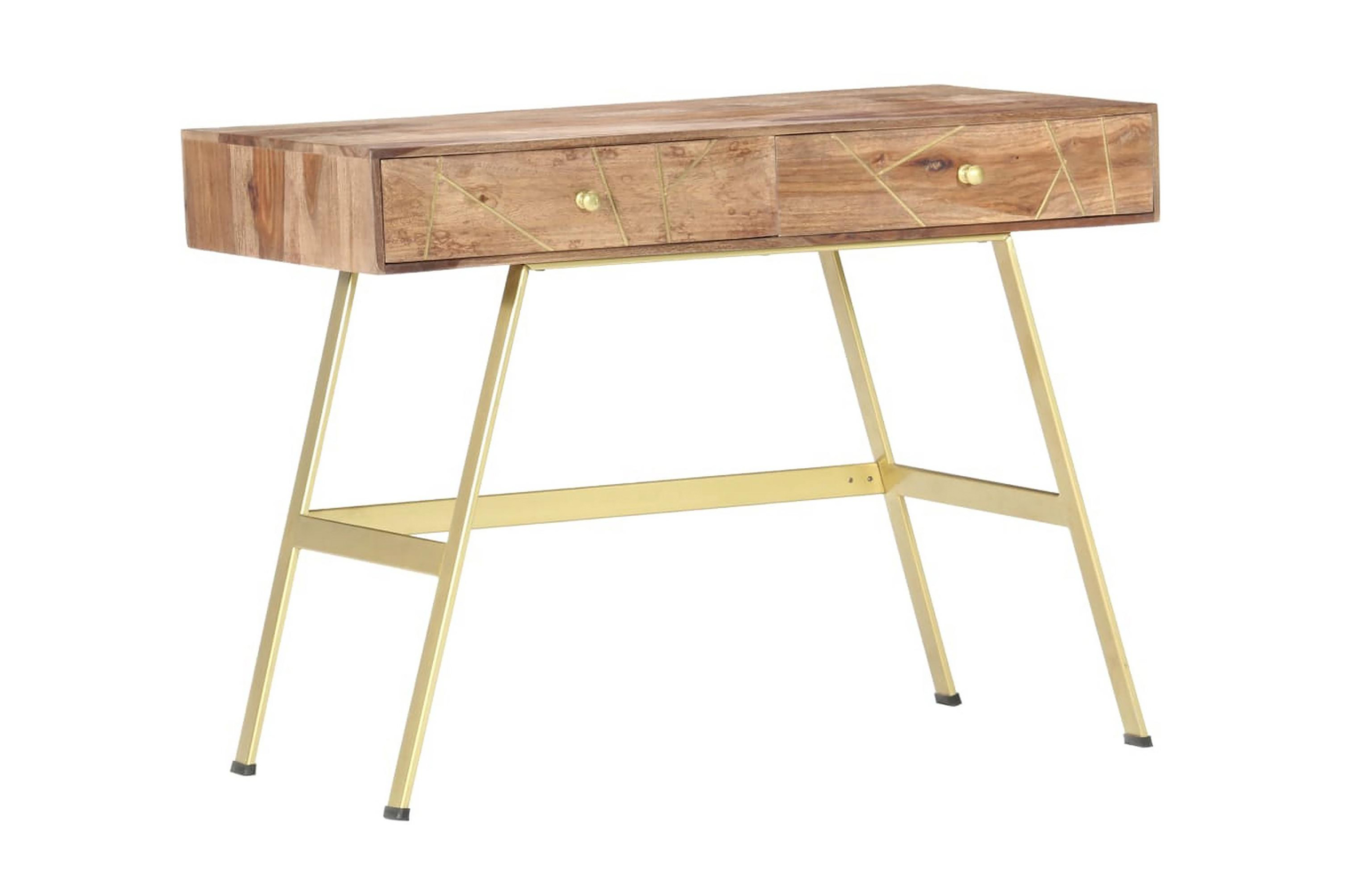 Skrivbord med lådor 100x55x75 cm massivt sheshamträ – Brun