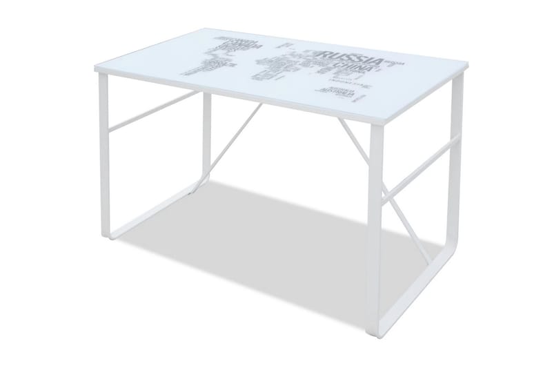 Skrivbord med världskarta 120x60x75 cm - Vit - Möbler - Hemmakontor - Skrivbord