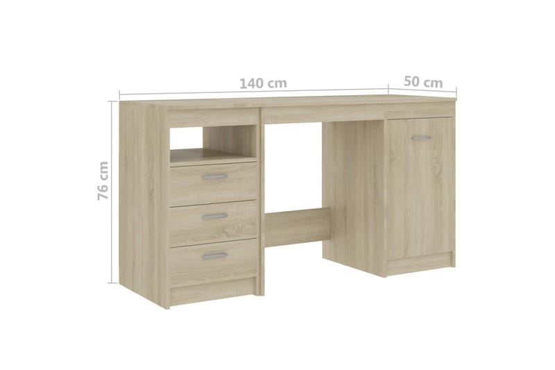 Skrivbord sonoma-ek 140x50x76 cm spånskiva - Brun - Möbler - Hemmakontor - Skrivbord