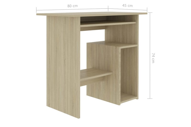 Skrivbord sonoma-ek 80x45x74 cm spånskiva - Brun - Möbler - Hemmakontor - Skrivbord