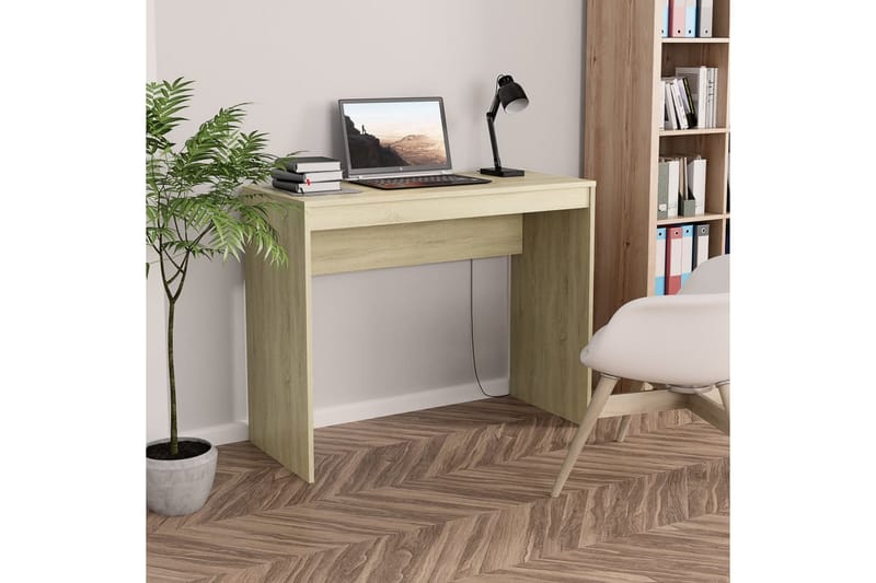 Skrivbord sonoma-ek 90x40x72 cm spånskiva - Brun - Möbler - Hemmakontor - Skrivbord