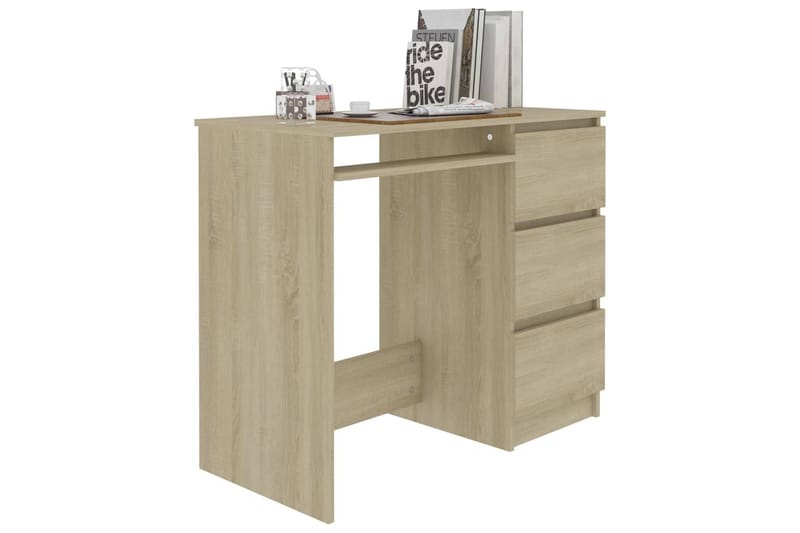Skrivbord sonoma-ek 90x45x76 cm spånskiva - Brun - Möbler - Hemmakontor - Skrivbord