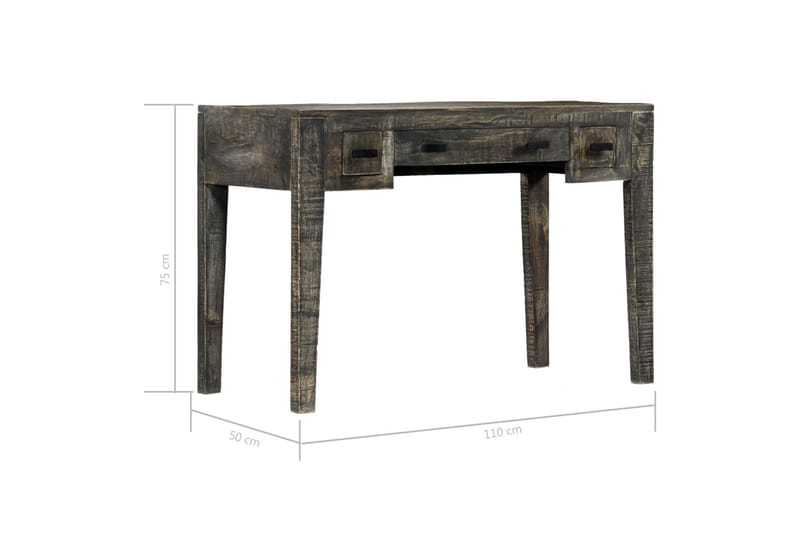 Skrivbord svart 110x50x75 cm massivt mangoträ - Svart - Möbler - Hemmakontor - Skrivbord