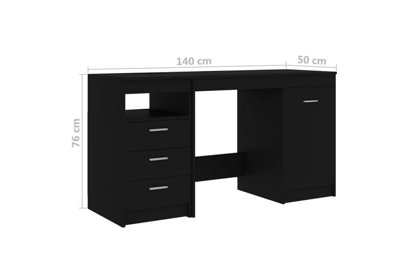 Skrivbord svart 140x50x76 cm spånskiva - Svart - Skrivbord - Bord