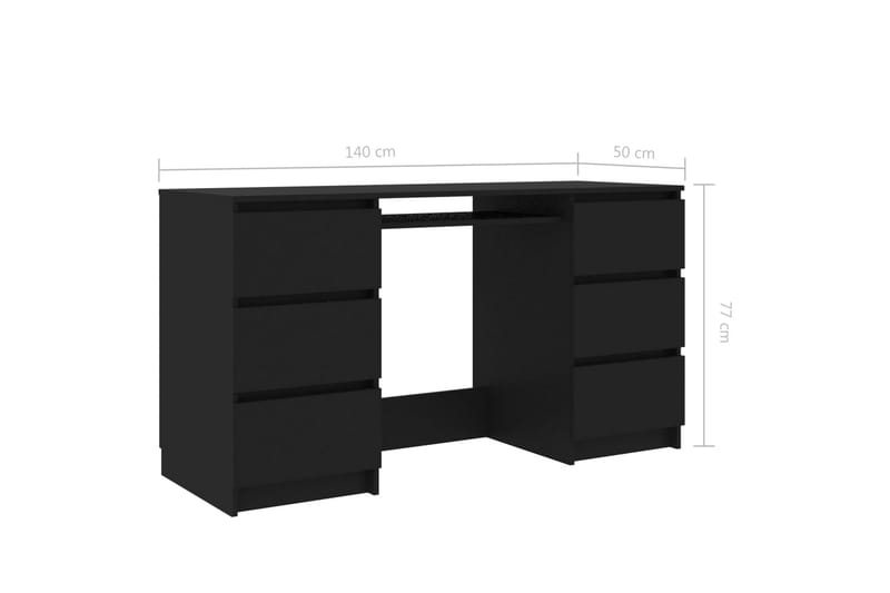 Skrivbord svart 140x50x77 cm spånskiva - Svart - Skrivbord - Bord