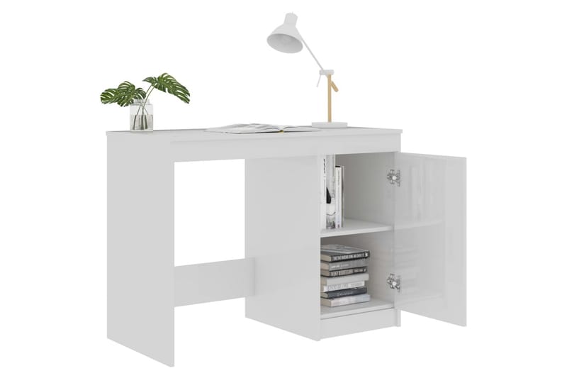 Skrivbord vit högglans 100x50x76 cm spånskiva - Vit - Möbler - Hemmakontor - Skrivbord
