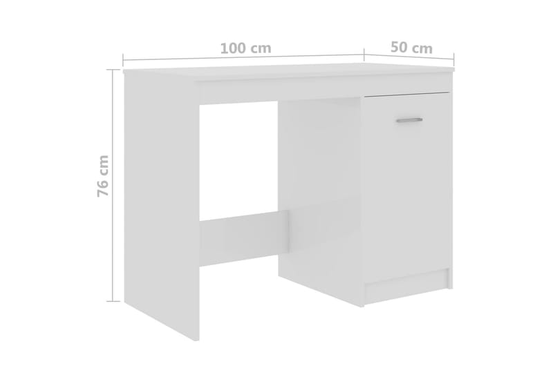 Skrivbord vit högglans 100x50x76 cm spånskiva - Vit - Möbler - Hemmakontor - Skrivbord