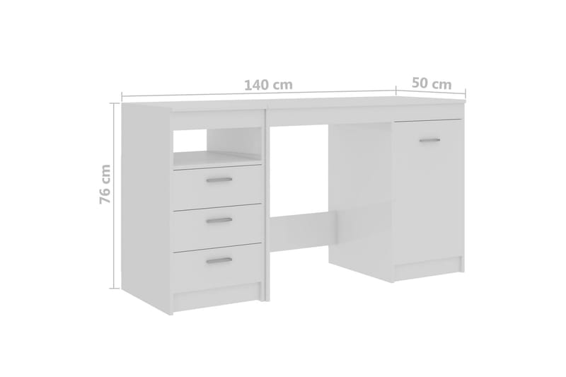 Skrivbord vit högglans 140x50x76 cm spånskiva - Vit - Skrivbord - Bord