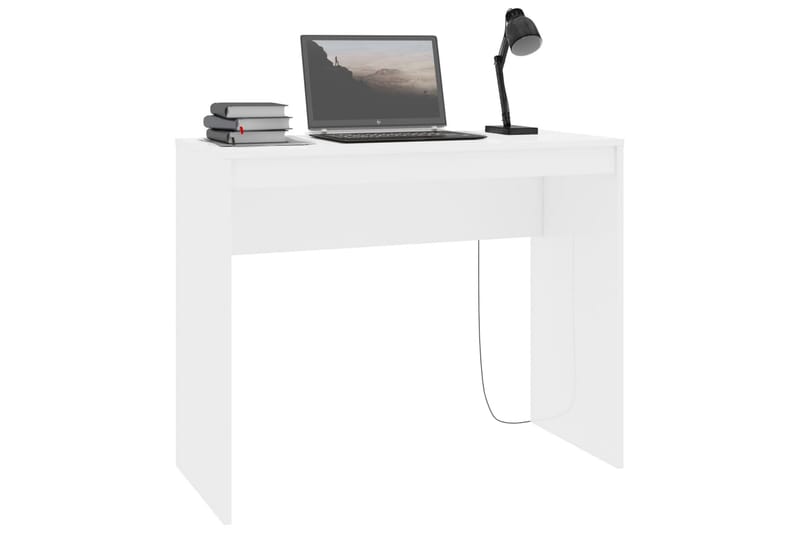 Skrivbord vit högglans 90x40x72 cm spånskiva - Vit högglans - Skrivbord - Bord