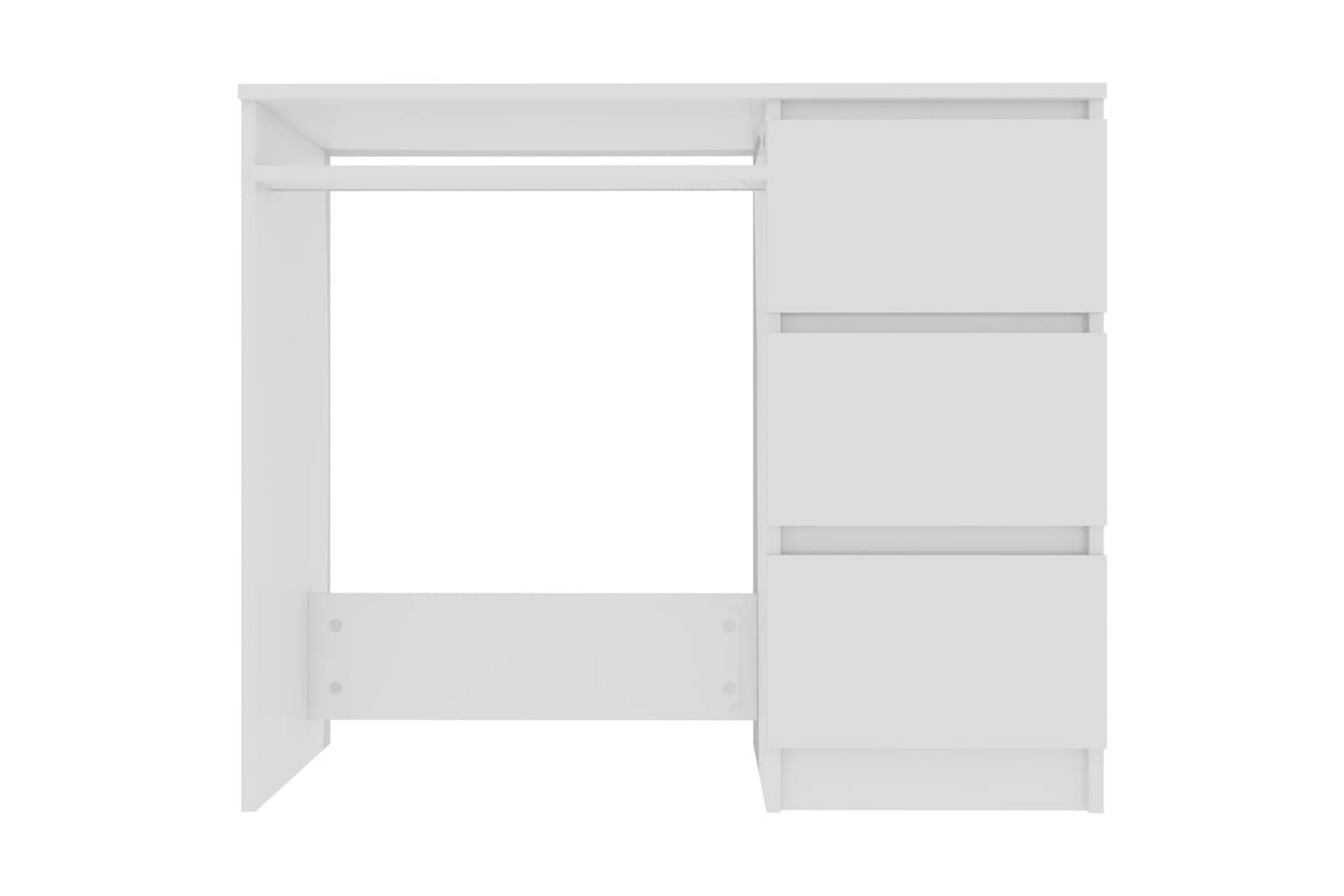 Skrivbord vit högglans 90x45x76 cm spånskiva – Vit