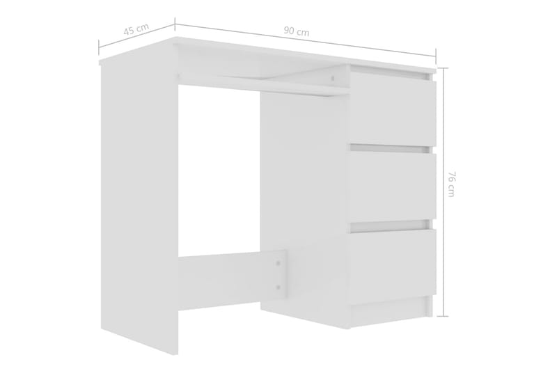 Skrivbord vit högglans 90x45x76 cm spånskiva - Vit - Möbler - Hemmakontor - Skrivbord