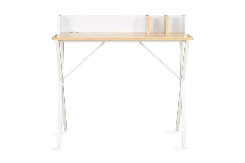 Skrivbord vit och naturlig 80x50x84 cm - Vit - Skrivbord - Bord