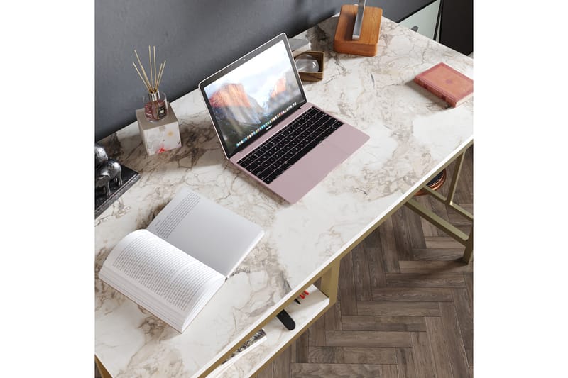 SLOTTSBRINKEN Skrivbord 120 cm med Förvaring Hylla Guld - Skrivbord - Bord