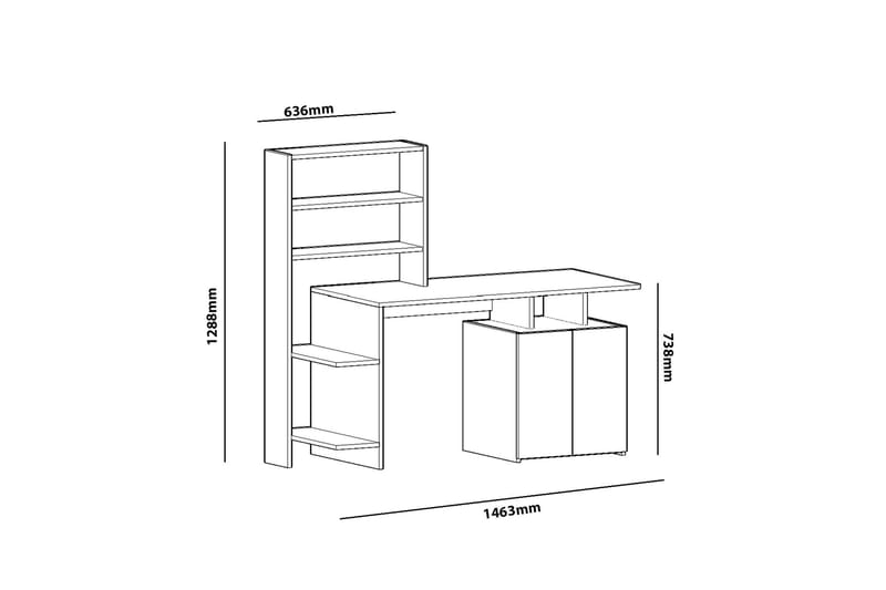 SOBELMAN Skrivbord 146 cm m Förvaring Hyllor+Skåp Valnötsbru - Möbler - Hemmakontor - Skrivbord