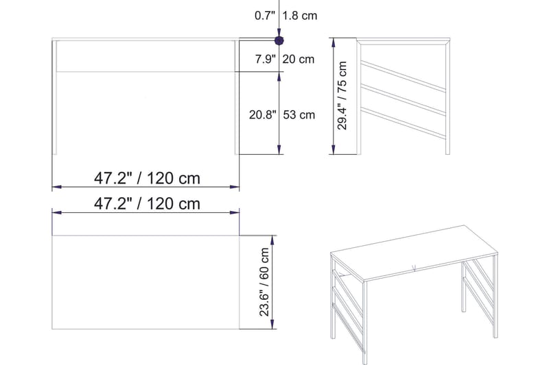 Sotinge Skrivbord 120 cm - Guld - Möbler - Hemmakontor - Skrivbord