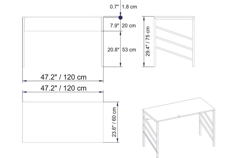 Sotinge Skrivbord 120 cm - Vit - Möbler - Hemmakontor - Skrivbord
