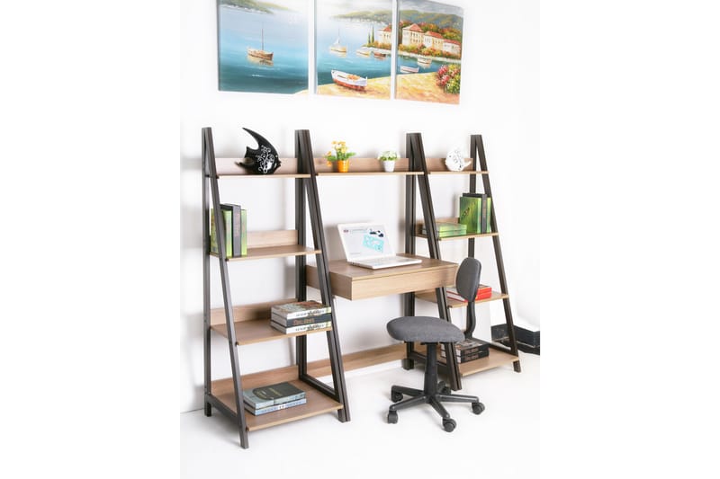 STEBARK Skrivbord 74 cm med Förvaring Hylla Brun/Trä/Natur - Möbler - Hemmakontor - Skrivbord