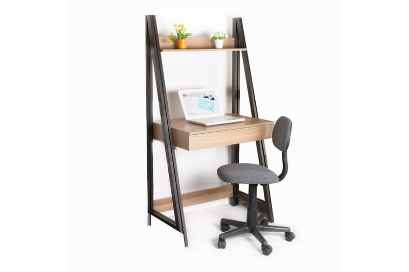 STEBARK Skrivbord 74 cm med Förvaring Hylla Brun/Trä/Natur - Möbler - Hemmakontor - Skrivbord