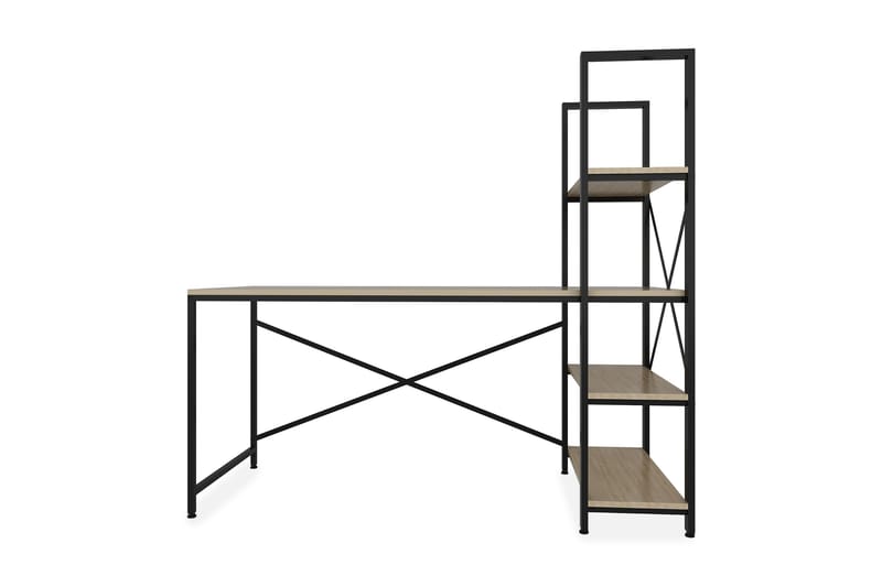 STENHESTRA Skrivbord 160 cm med Förvaring Hyllor Brun/Svart - Möbler - Hemmakontor - Skrivbord