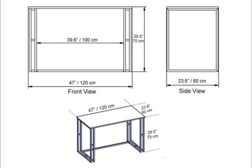 Stodene Skrivbord 120 cm Marmorm önster - Svart - Möbler - Hemmakontor - Skrivbord