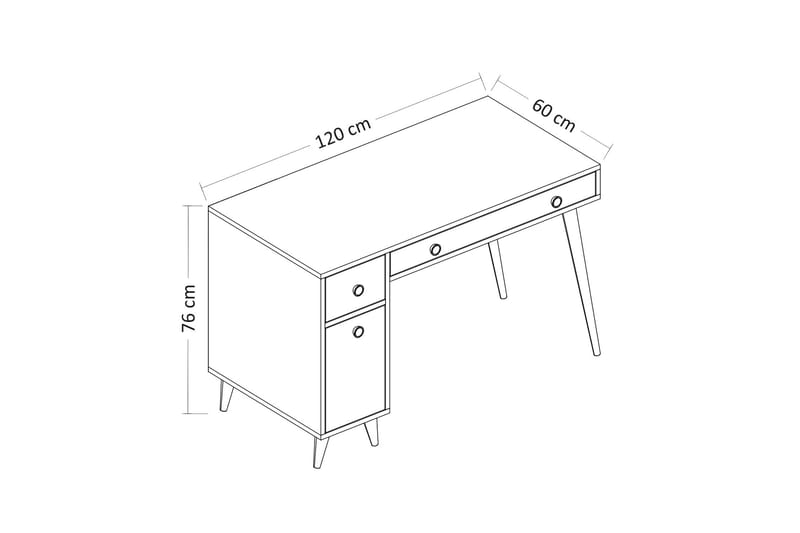STRANTE Skrivbord 120 cm med Förvaring Lådor + Skåp Vit/Natu - Skrivbord - Bord