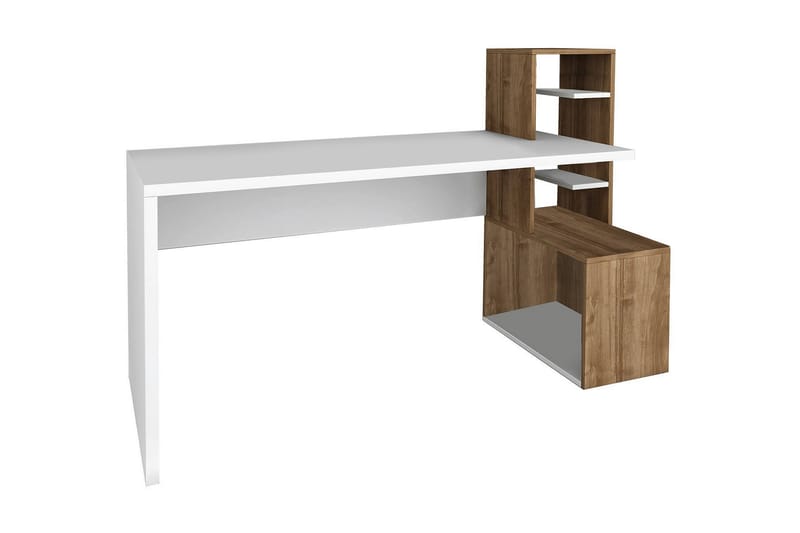 TARAQ Skrivbord 120 cm med Förvaring Vit/Valnötsbrun - Vit/Valnöt - Skrivbord - Bord