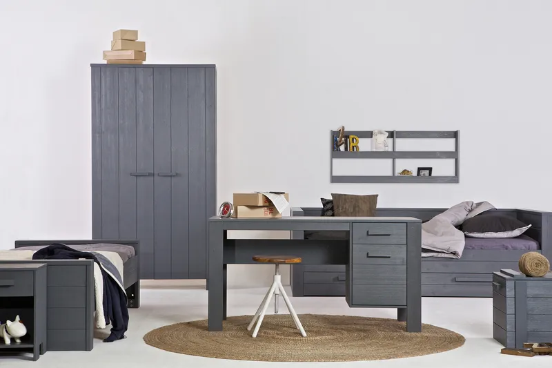 Tenney Datorbord 141 cm med Förvaring Låda + Skåp - Stålgrå - Möbler - Hemmakontor - Skrivbord