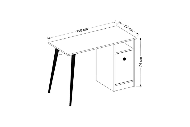 TERVETE Skrivbord 110 cm med Förvaring Hylla + Skåp Vit - Skrivbord - Bord