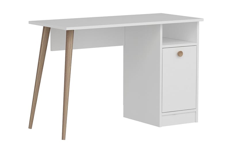 TERVETE Skrivbord 110 cm med Förvaring Hylla + Skåp Vit - Skrivbord - Bord