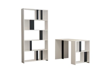 Timiza Skrivbord 120 cm med Förvaring Hylla + Bokhylla - Vit/Antracit - Möbler - Hemmakontor - Skrivbord