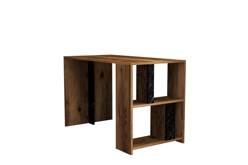 Timiza Skrivbord 120 cm med Förvaring Hylla - Valnötsbrun/Svart - Möbler - Hemmakontor - Skrivbord