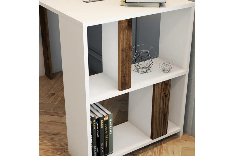 Timiza Skrivbord 120 cm med Förvaring Hylla - Vit/Valnötsbrun - Möbler - Hemmakontor - Skrivbord