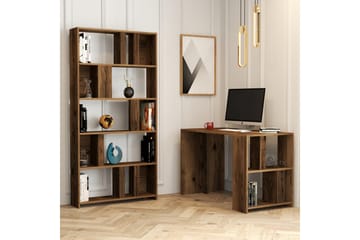 TINTALIA Skrivbord 120 cm m Förvaring Hylla+Bokhylla Valnöts