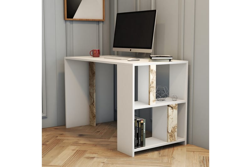 TINTALIA Skrivbord 120 cm med Förvaring Hylla Marmormönster - Skrivbord - Bord