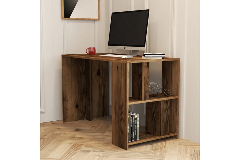 TINTALIA Skrivbord 120 cm med Förvaring Hylla Valnötsbrun - Möbler - Hemmakontor - Skrivbord