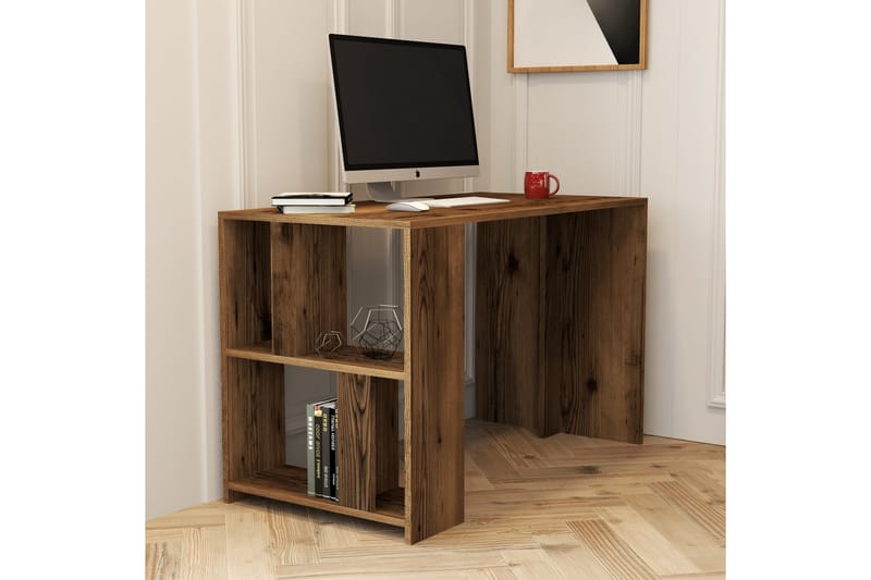 TINTALIA Skrivbord 120 cm med Förvaring Hylla Valnötsbrun - Möbler - Hemmakontor - Skrivbord