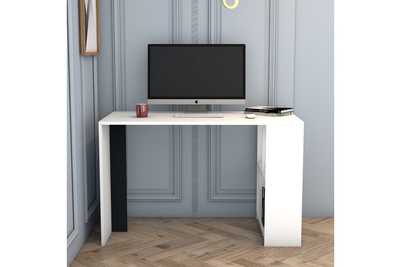 TINTALIA Skrivbord 120 cm med Förvaring Hylla Vit/Antracit - Möbler - Hemmakontor - Skrivbord
