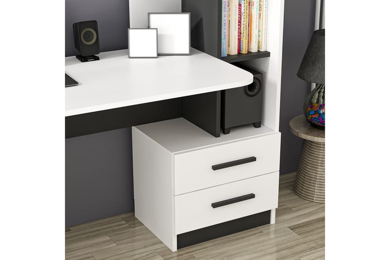TIRULI Skrivbord 120 cm Förvaring Låda+Hyllor+Vägghylla Vit/ - Skrivbord - Bord