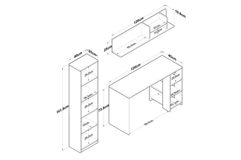 Skrivbord Traven Valnöt / Vit - Vit - Möbler - Hemmakontor - Skrivbord