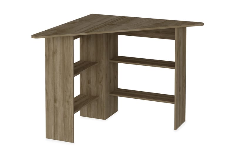 UBJERG Hörnskrivbord 94 cm med Förvaring Hyllor Valnötsbrun - Bord - Skrivbord