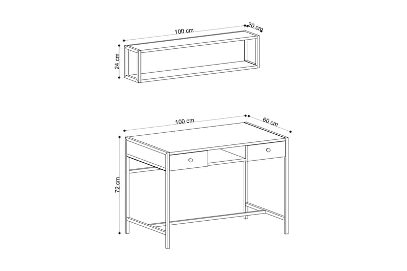 ULLVANE Skrivbord 100 cm med Förvaring 2 Lådor + Hylla Brun - Skrivbord - Bord