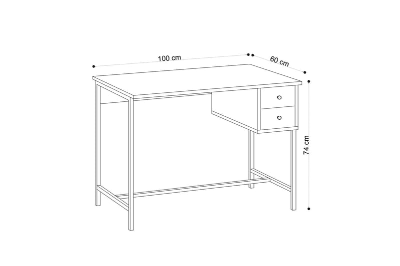 ULLVANE Skrivbord 100 cm med Förvaring 2 Lådor Natur/Svart - Skrivbord - Bord