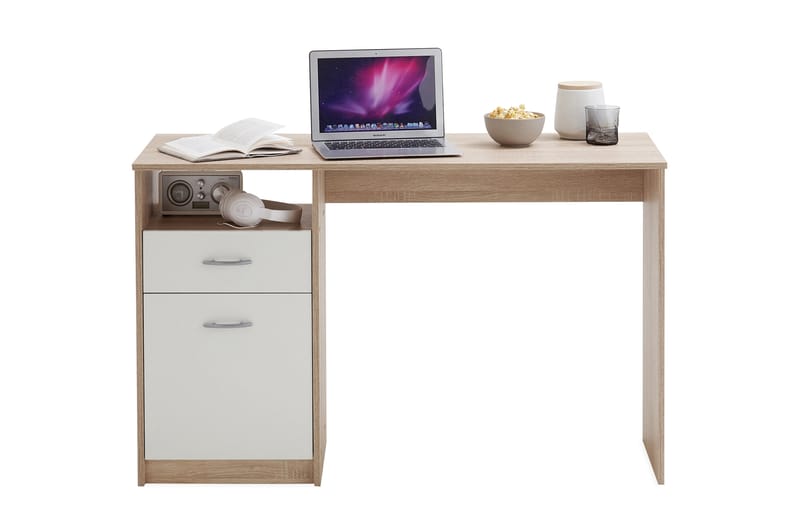 VANORA Skrivbord 123 cm med Förvaring Hylla + Låda + Skåp Vi - Skrivbord - Bord