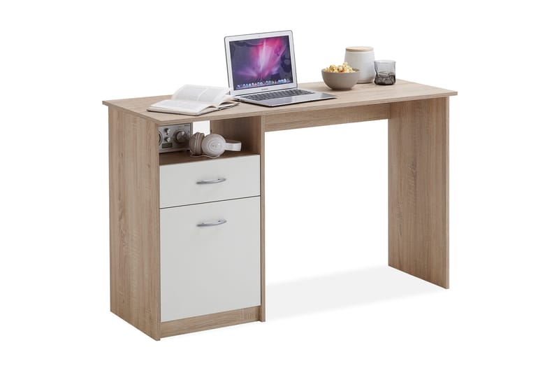 VANORA Skrivbord 123 cm med Förvaring Hylla + Låda + Skåp Vi - Skrivbord - Bord