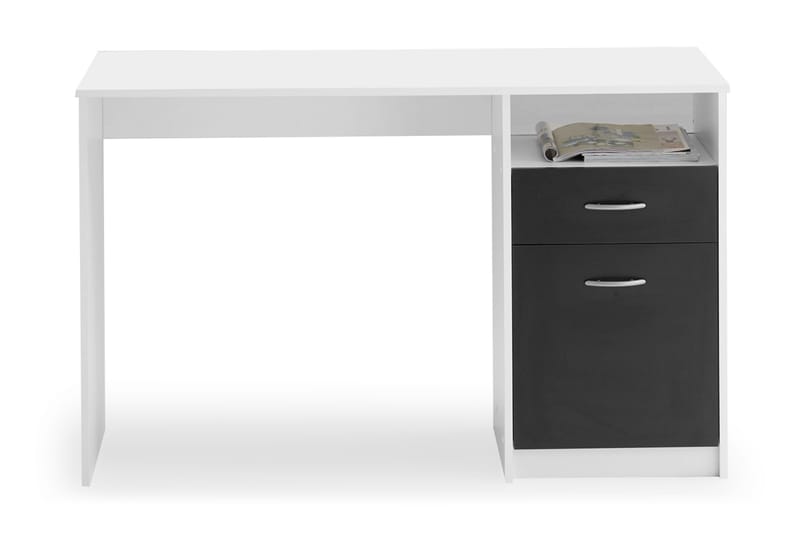 VANORA Skrivbord 123 cm med Förvaring Hylla+Låda+Skåp Vit/Sv - Bord - Skrivbord